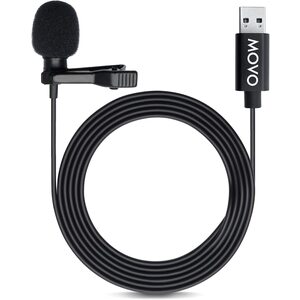 Movo, M1 USB Lavalier Lapel Clip-on Omnidirectional Computer Microphone for Laptop, PC and Mac