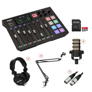 4-Person (In-Person) Podcasting Kit | Rodecaster Pro + Mics + Headphones + Stands