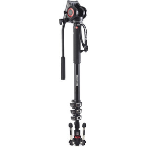 Manfrotto, 500 XPro Monopod Fluid Video Head with 190X Video Aluminum Tripod & Leveling Column Kit