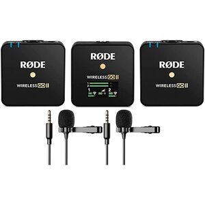 Rode, Wireless GO II Compact Mic Kit (2x Transmitters, 1x Receiver, 2 Lav Mics)